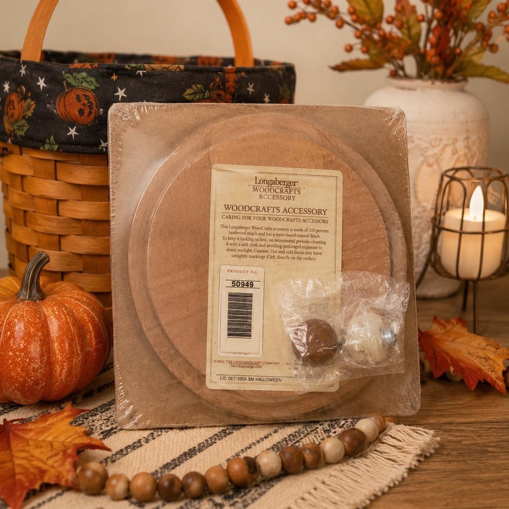 Longaberger 2004 Small Halloween WoodCrafts Lid Set NEW Sealed Basket Wood Rare